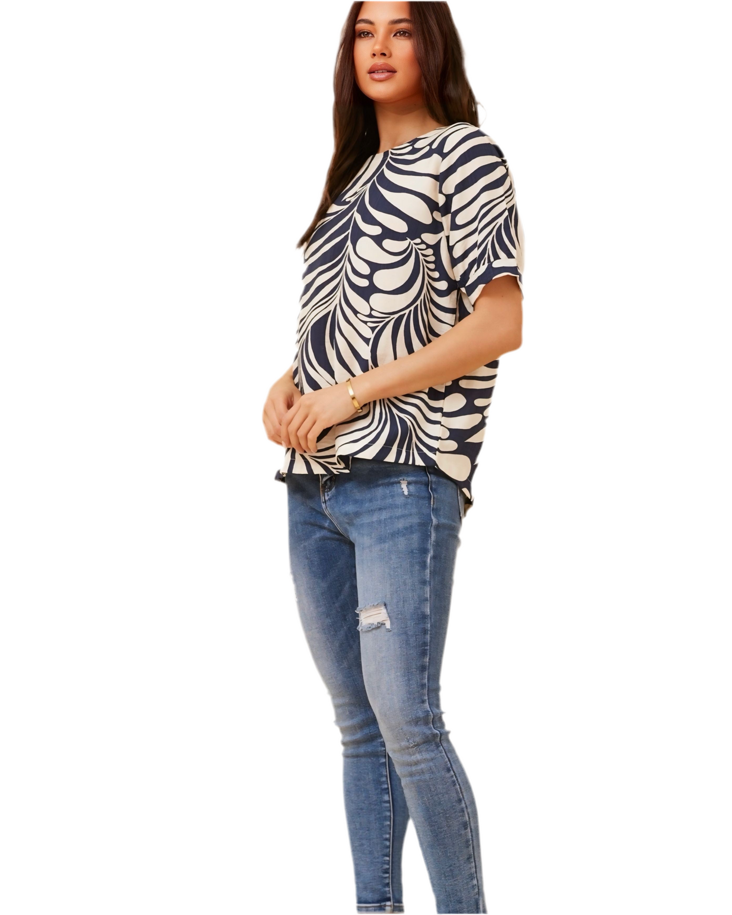 Beth Abstract Print Top