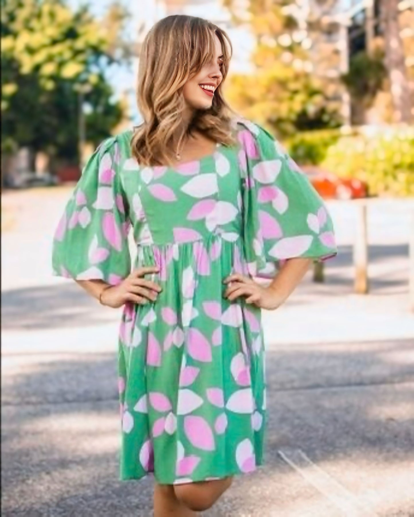 Amera Flute Sleeve Midi Dress