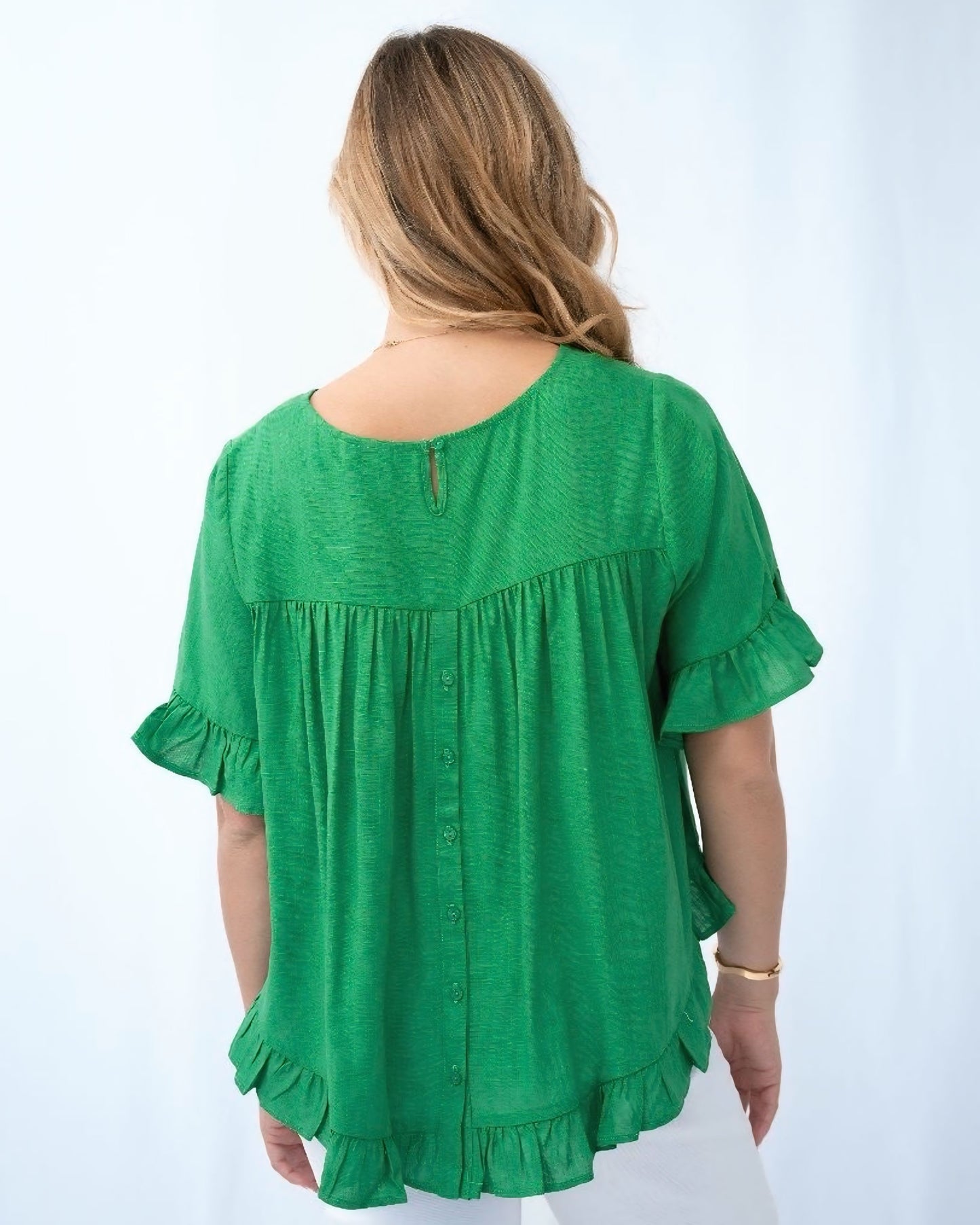 Kathy Linen Frill Top