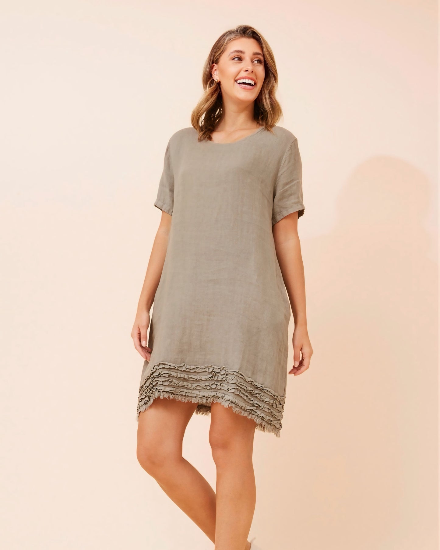 Fiona Detail Frill Linen Dress