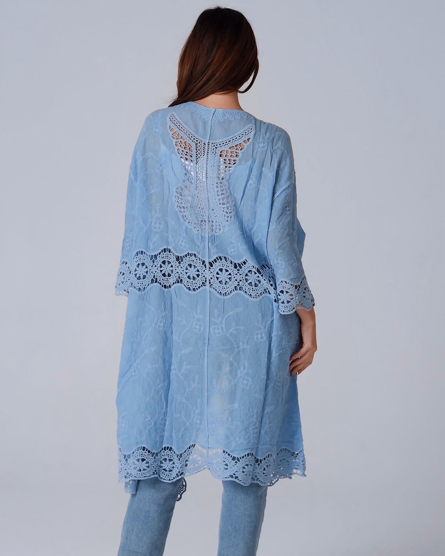 Sky Lace Trim Cotton Jacket