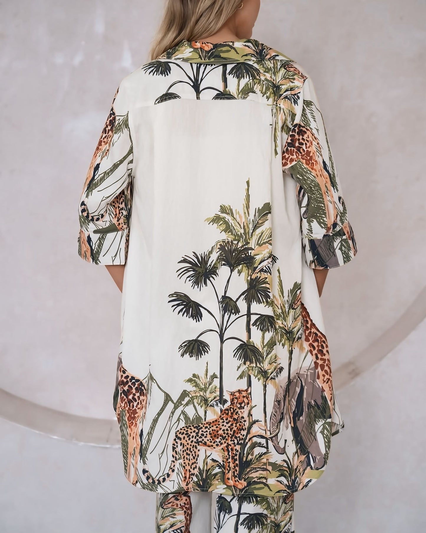 Bella Exclusive Print Safari Jacket and Pants Set