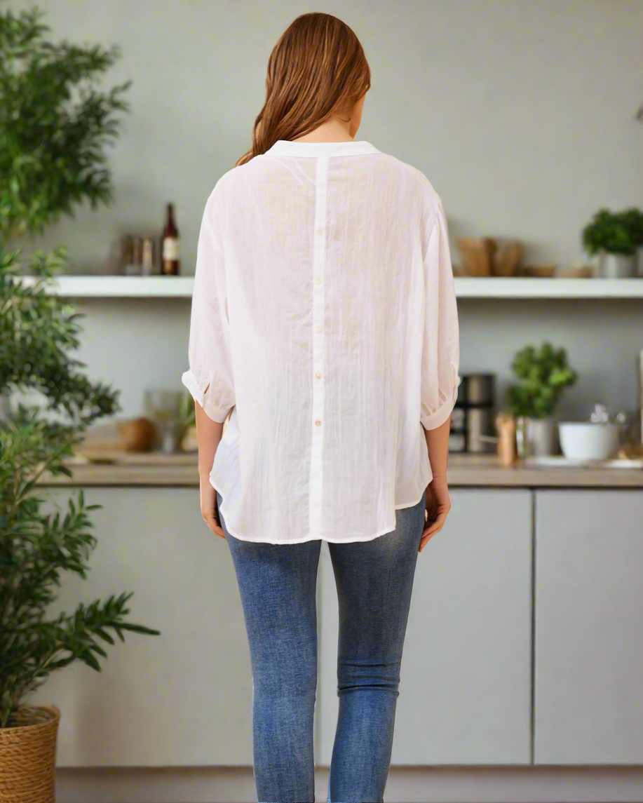 Zara Button Front White Shirt