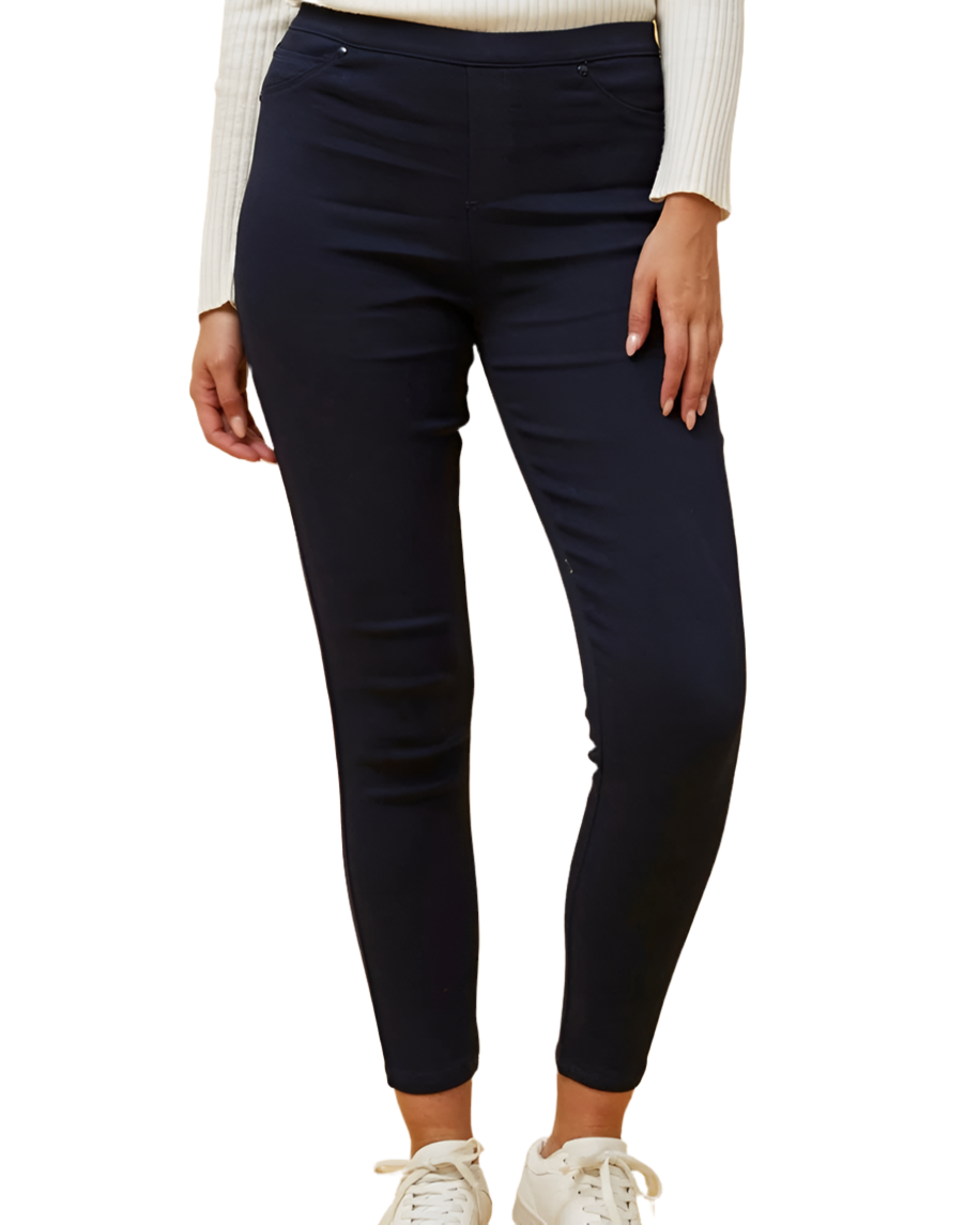 Stretch Pull On Navy Pants