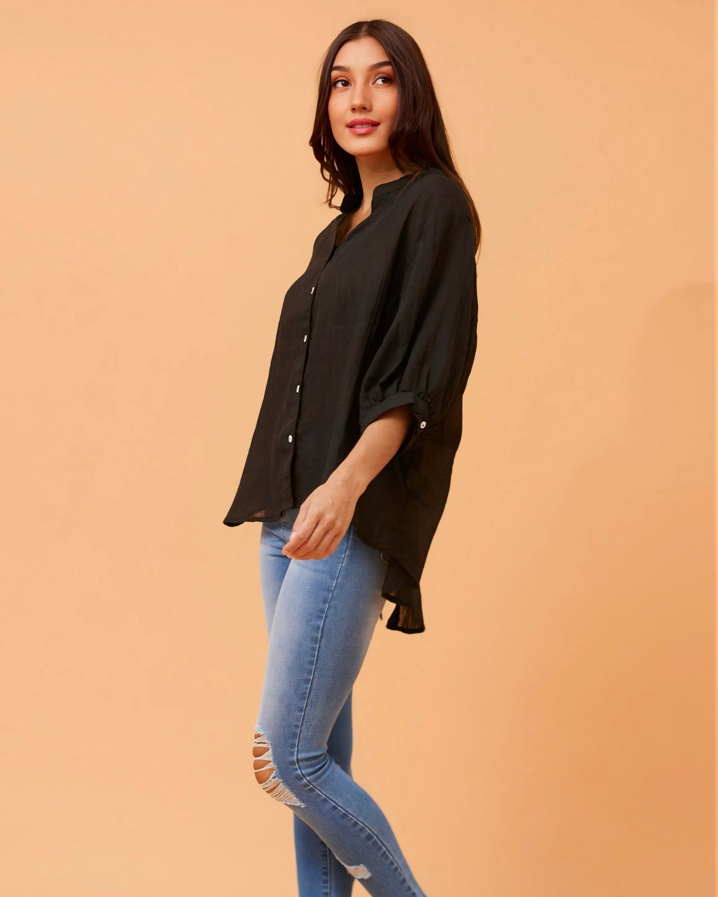 Candice Black Button Front Shirt