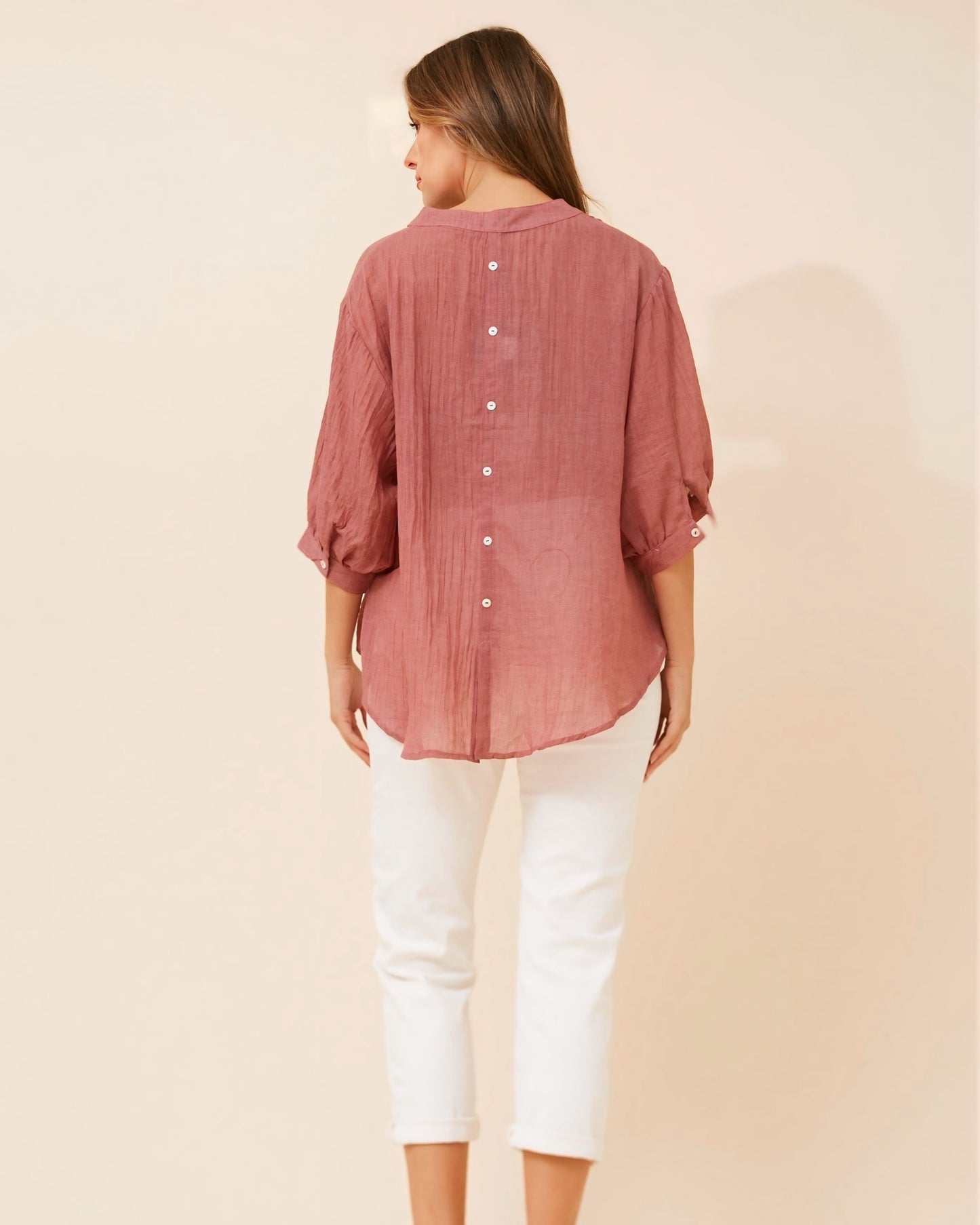 Georgia Button Front Pink Top