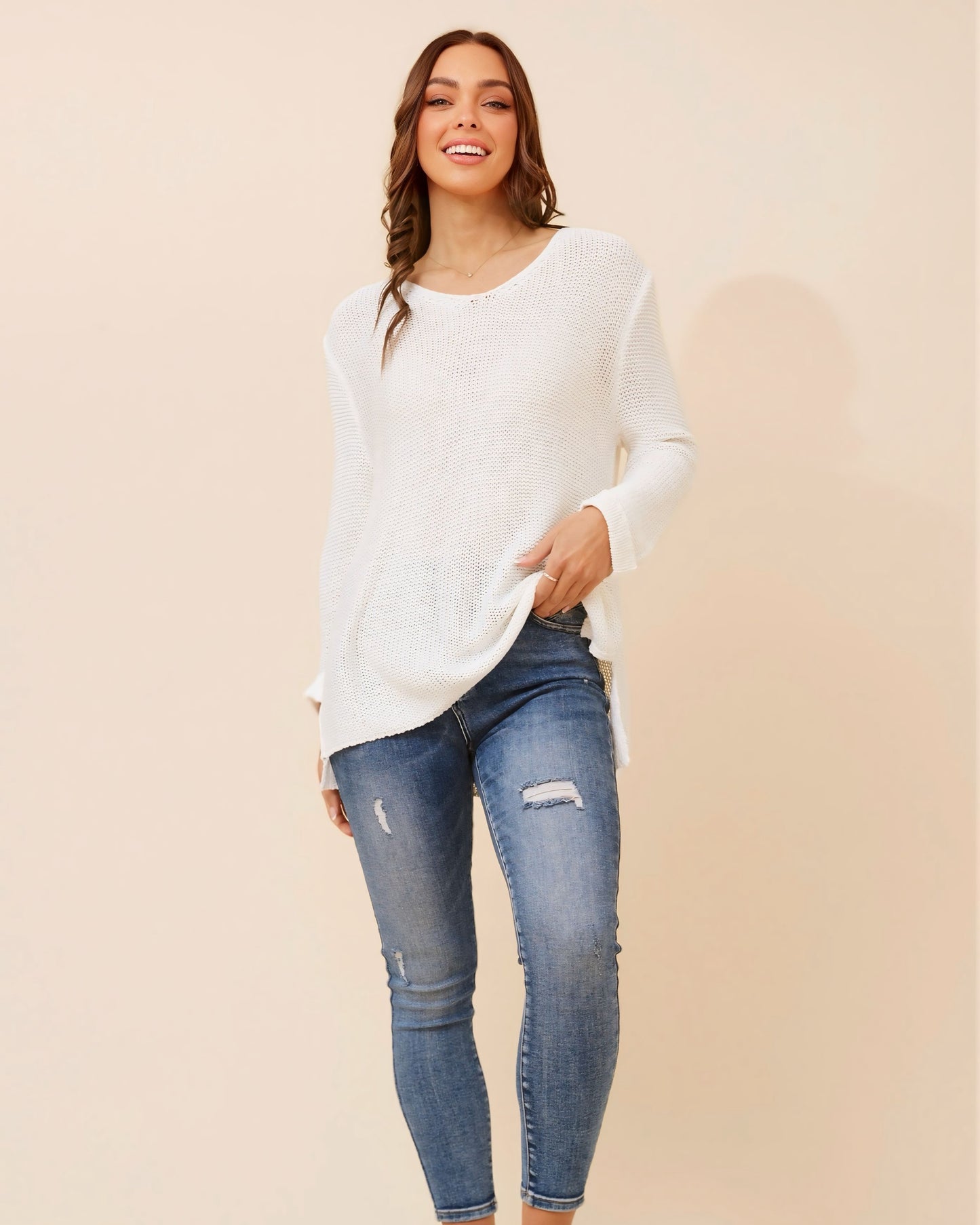 Kaye V Neck Knit Top