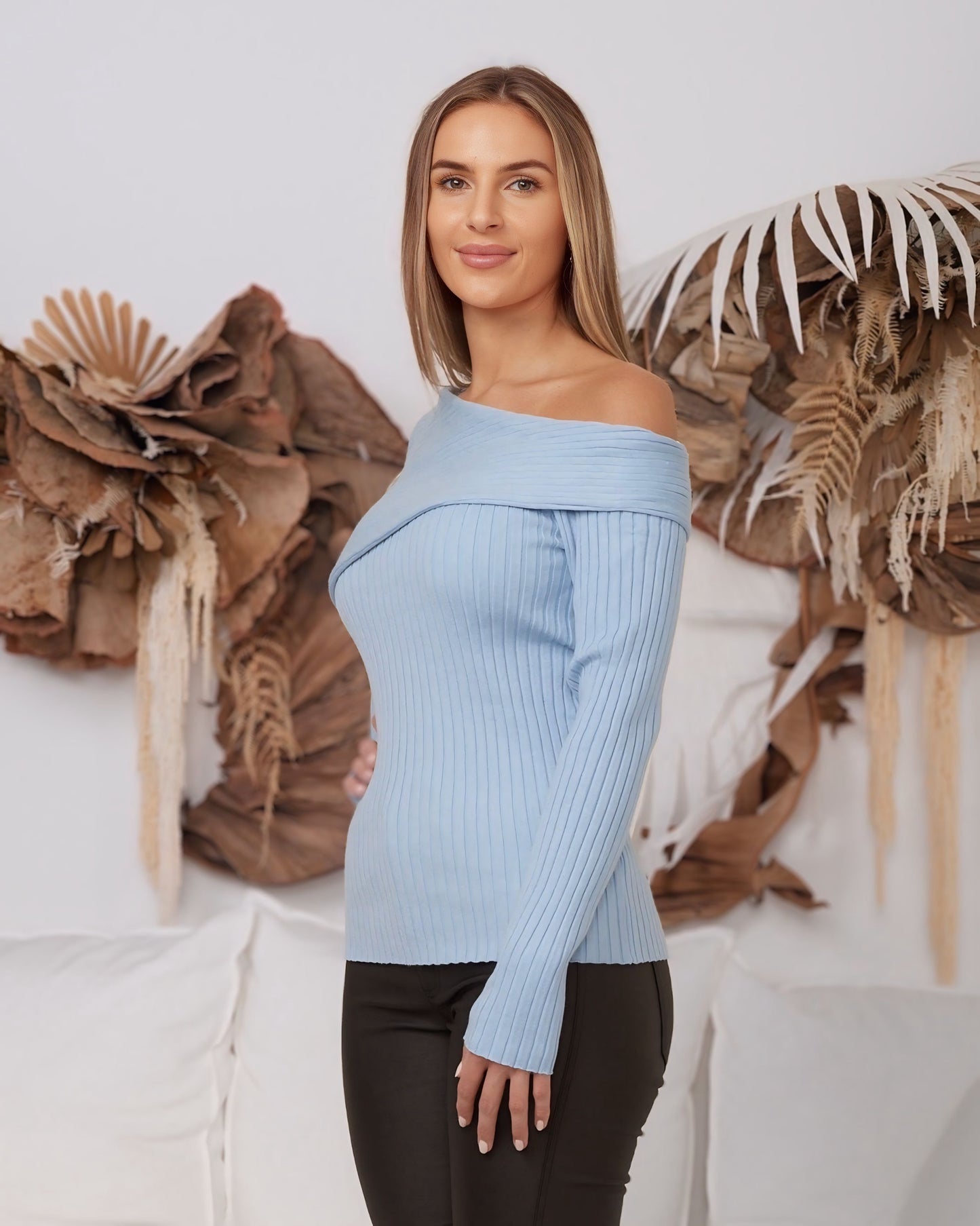 Sky Knitted One Shoulder Top