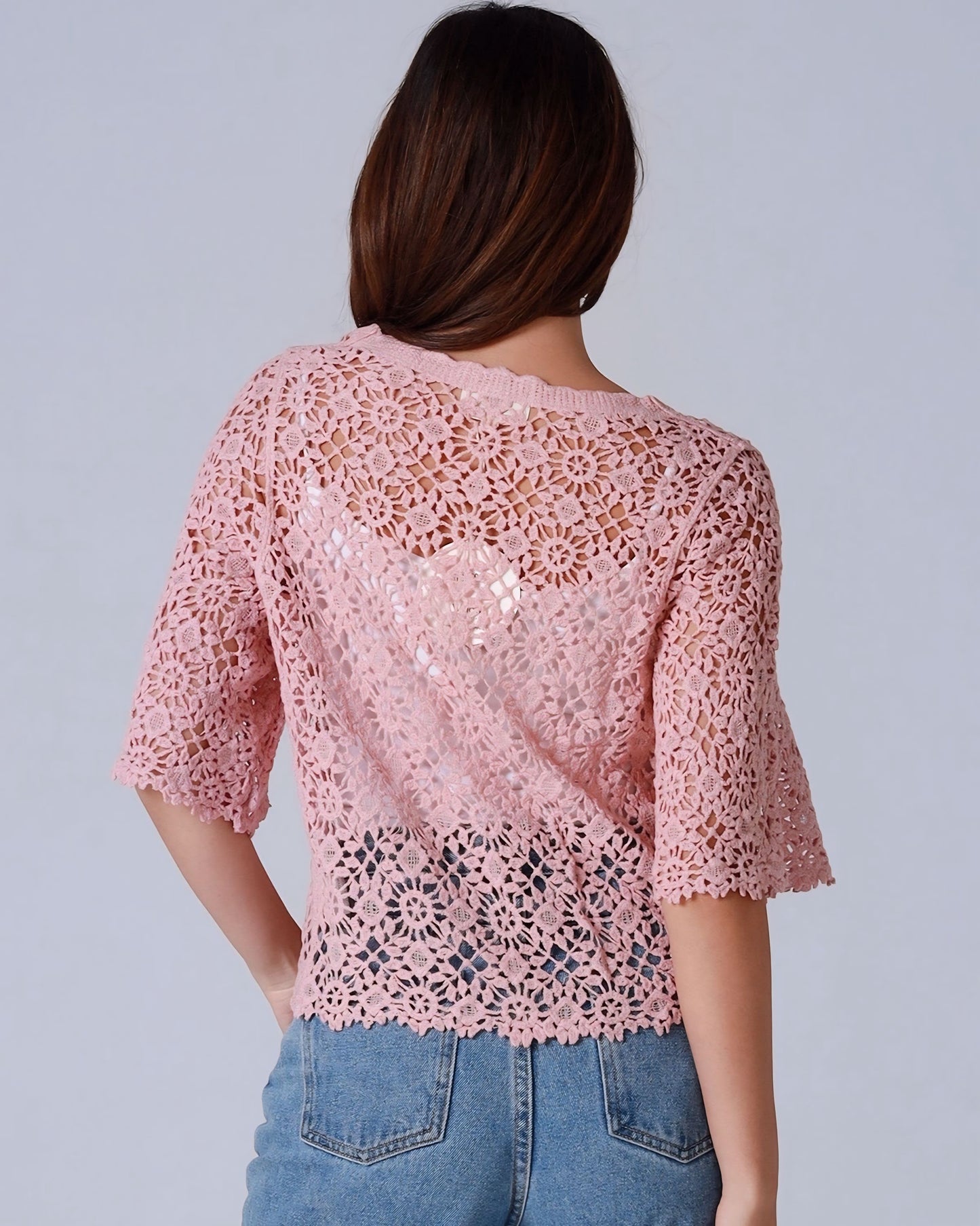Peta Crochet Button Front Cardigan