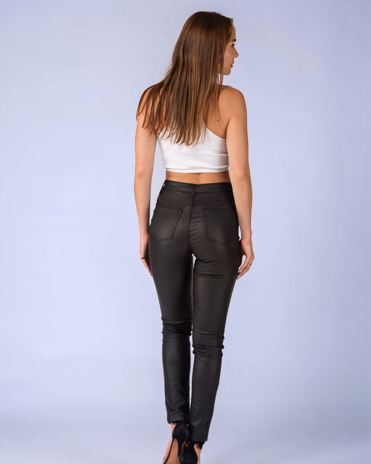 Georgia Leatherette Stretched Black Pants