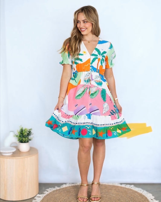 Sandy Sea Side Print Dress