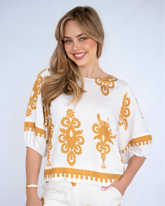 Shelly Self Print Blouse