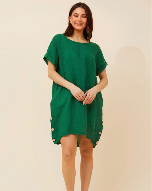 Alisa Cap Sleeve Linen Dress