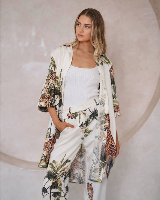 Bella Exclusive Print Safari Jacket and Pants Set
