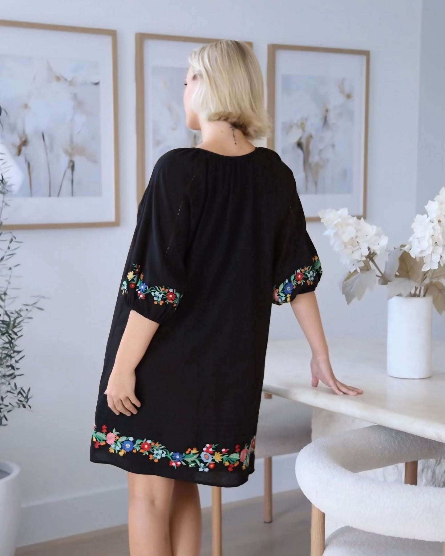 Delta Embroiled Trim Cotton Dress