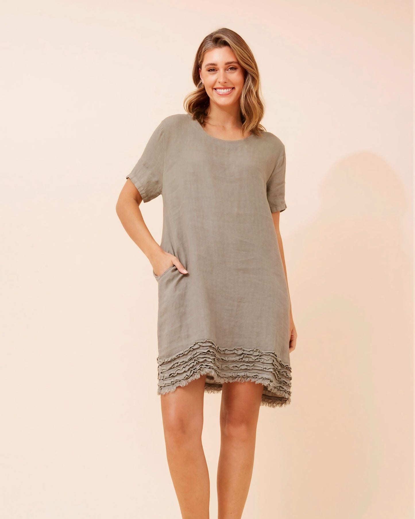 Fiona Detail Frill Linen Dress