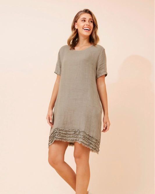 Fiona Detail Frill Linen Dress