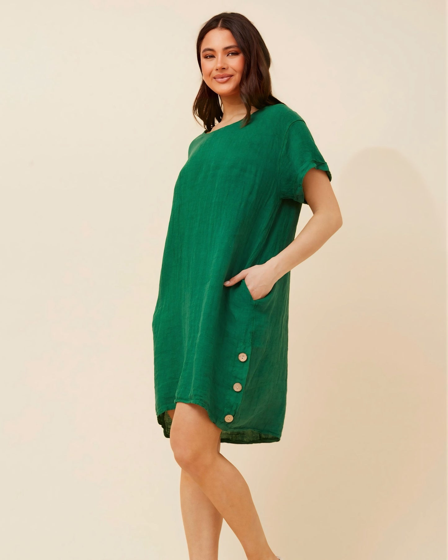 Alisa Cap Sleeve Linen Dress