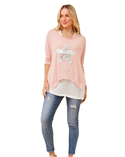 Mel Doubled Layer Top With Sequin Star
