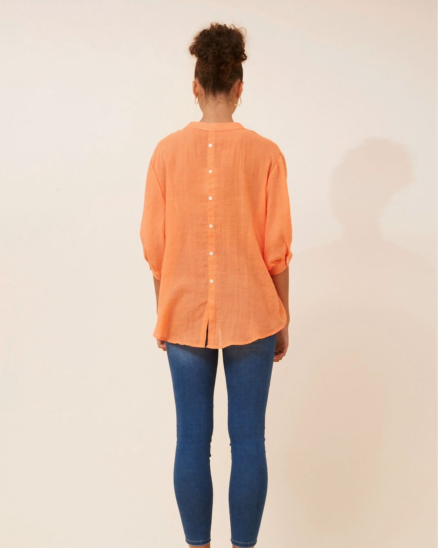 Brooke Button Front Orange Top