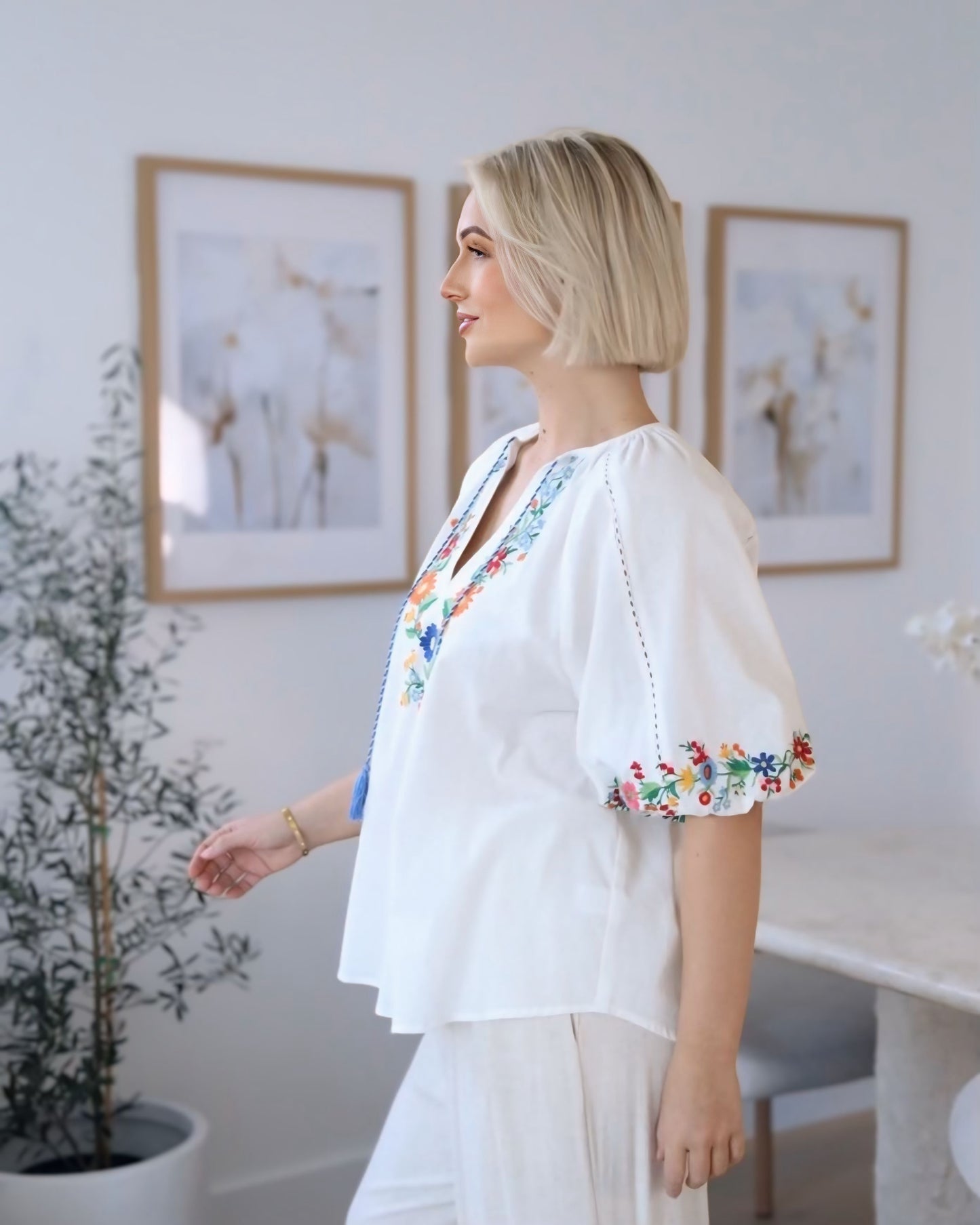 Amanda Trim Embroidered Cotton Top