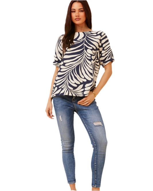 Beth Abstract Print Top