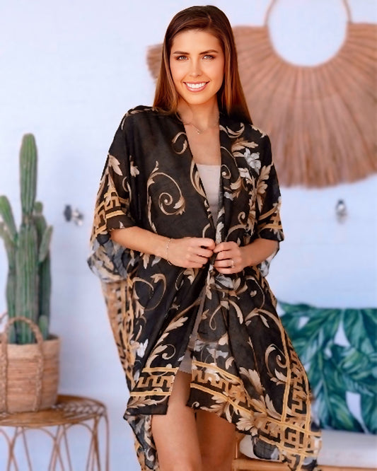 Julia Long Gold Print Wrap