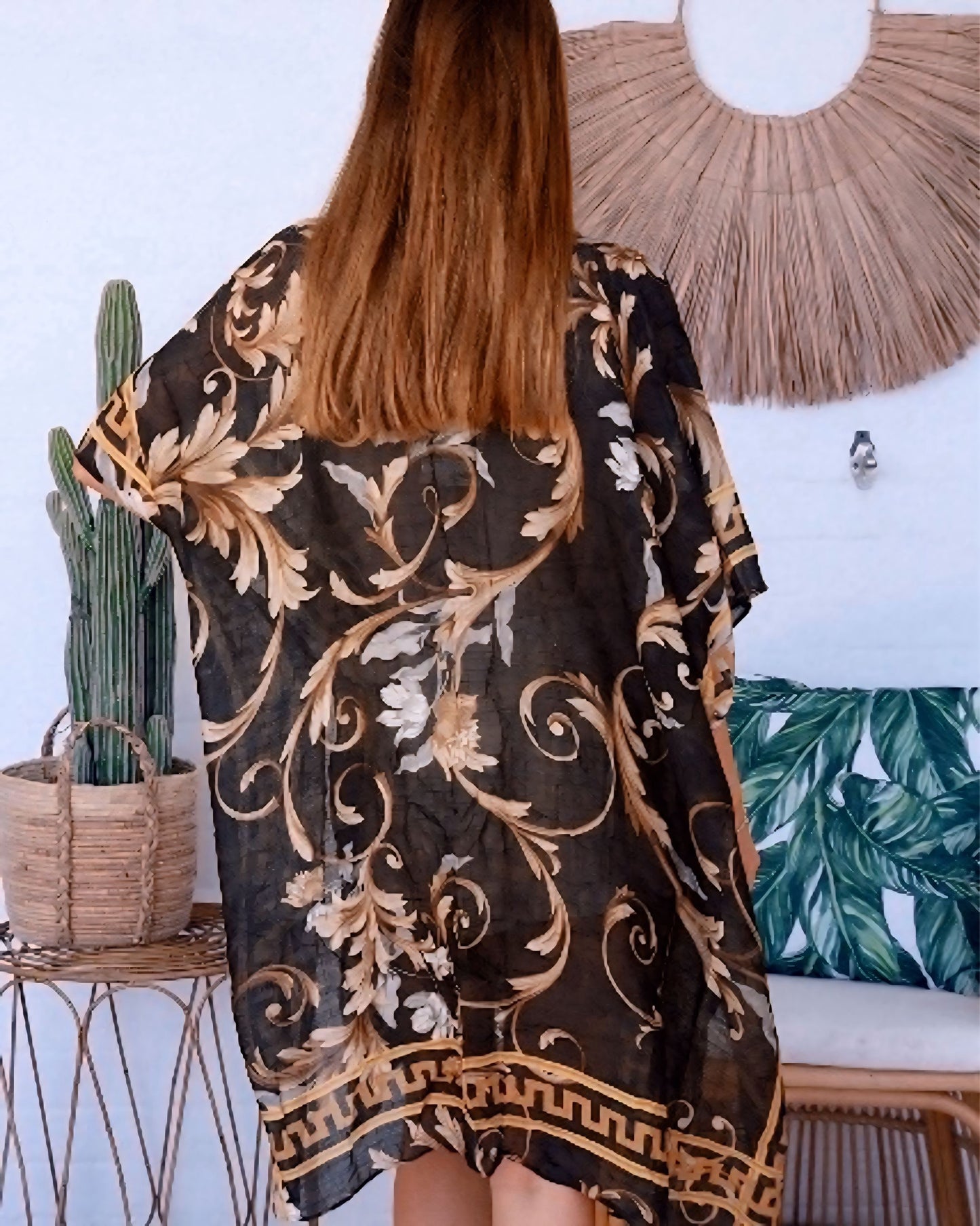 Julia Long Gold Print Wrap