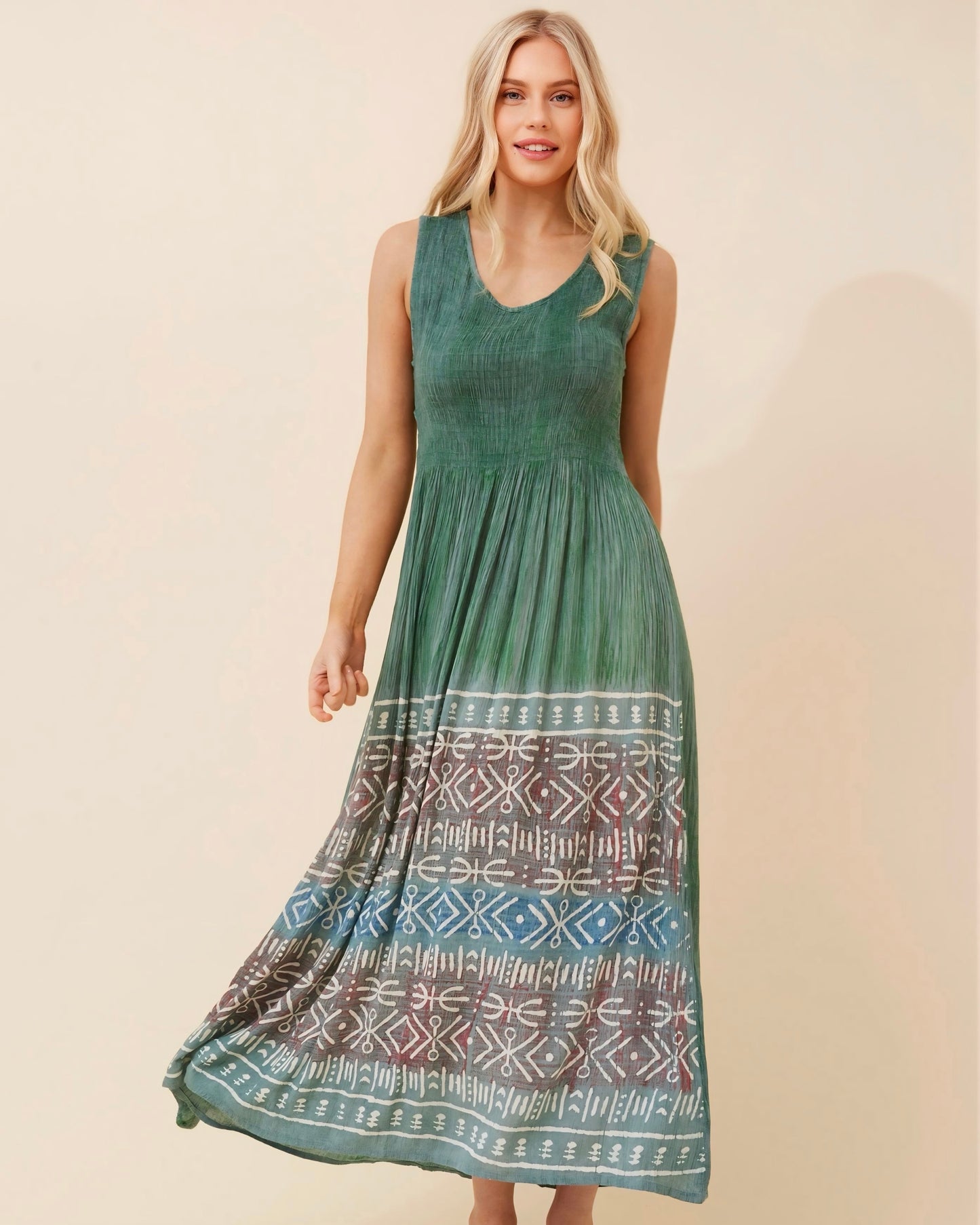 Nancy Shirred Top Maxi Dress