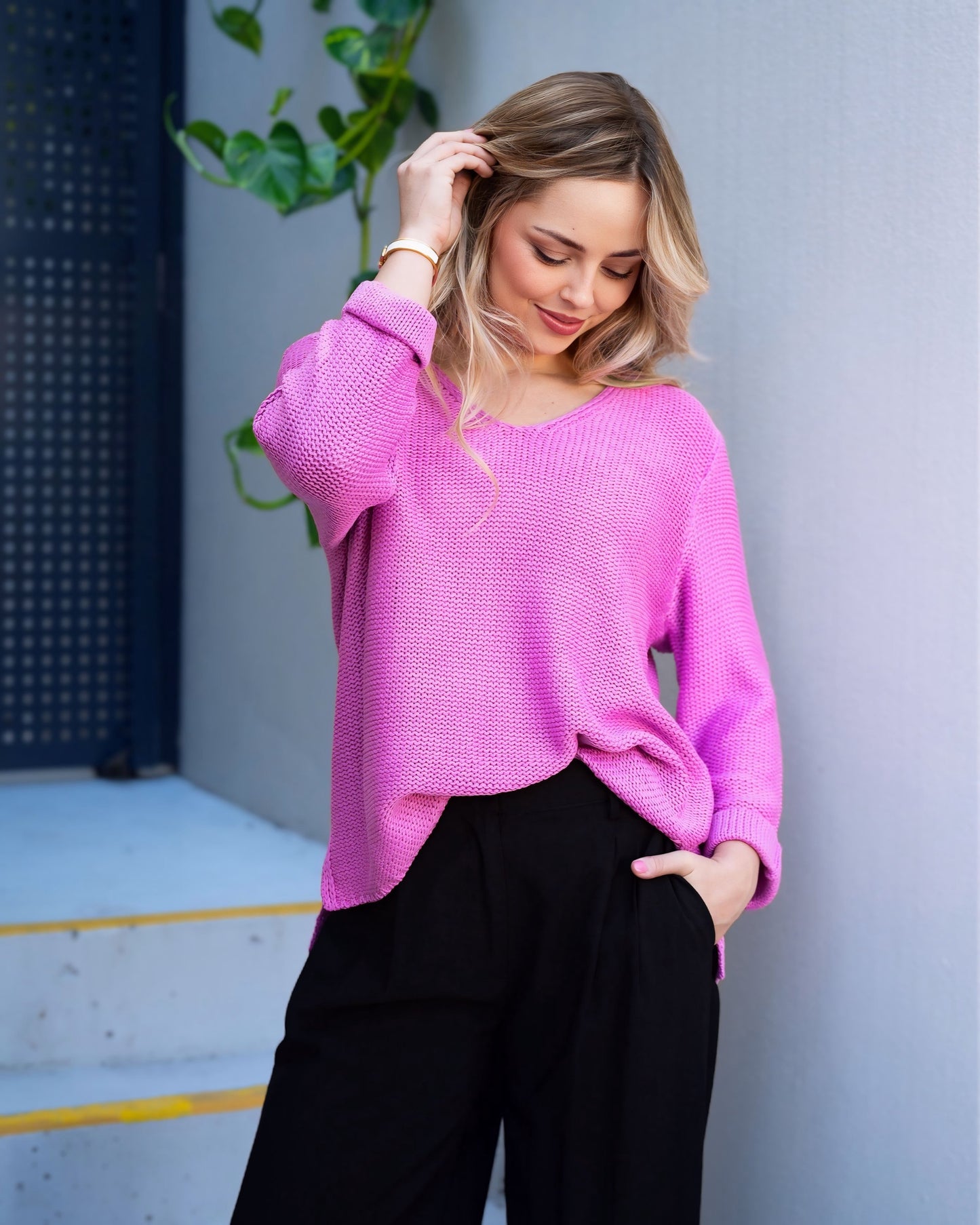 Violet Pullover V Neck Top