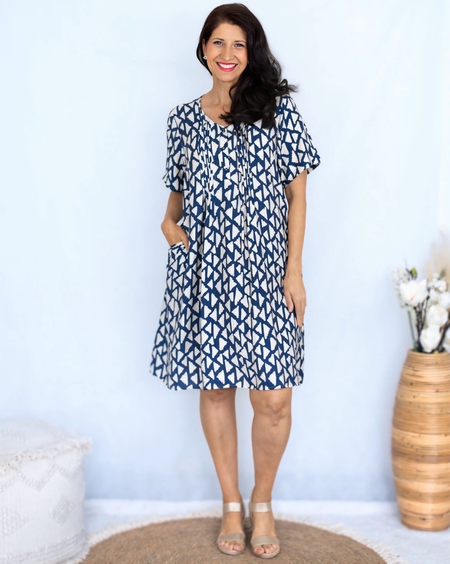 Scarlet Navy Print Midi Dress