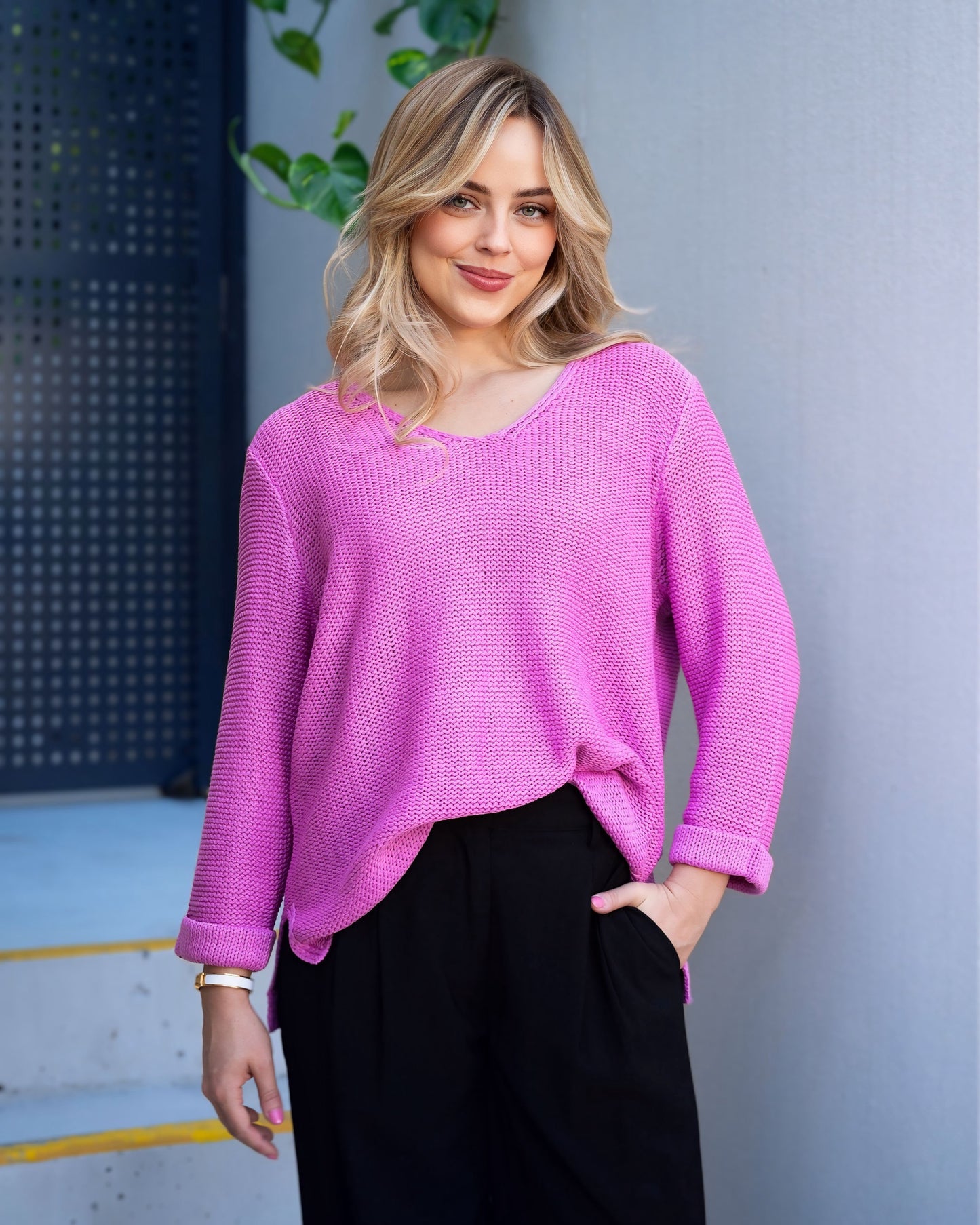 Violet Pullover V Neck Top