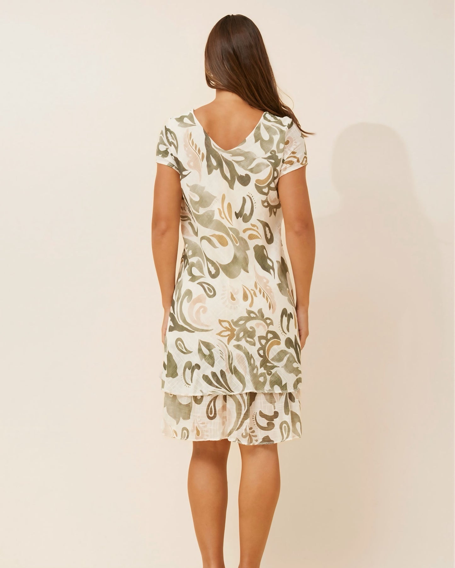 Cloe Self Leaf Print Cotton Dress