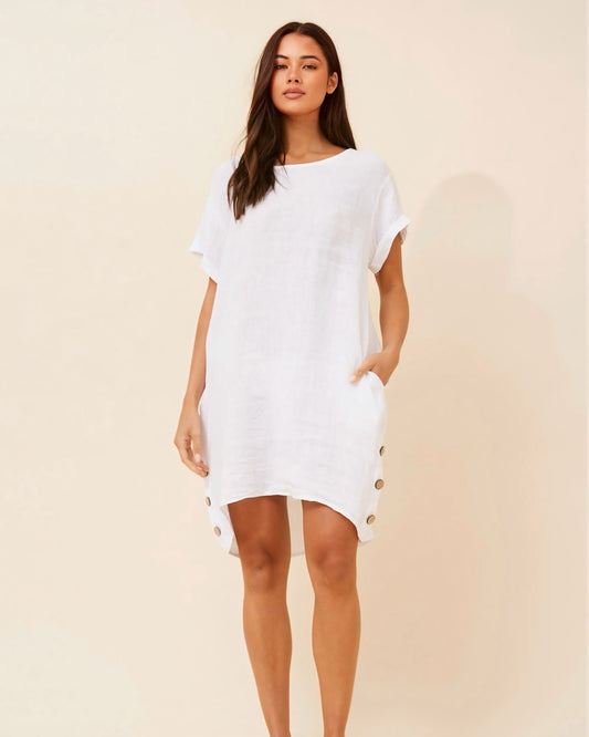 Stella Cap Sleeve Linen Dress