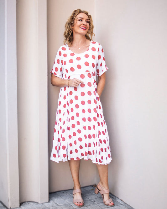 Sally Spot Print Panel Dress