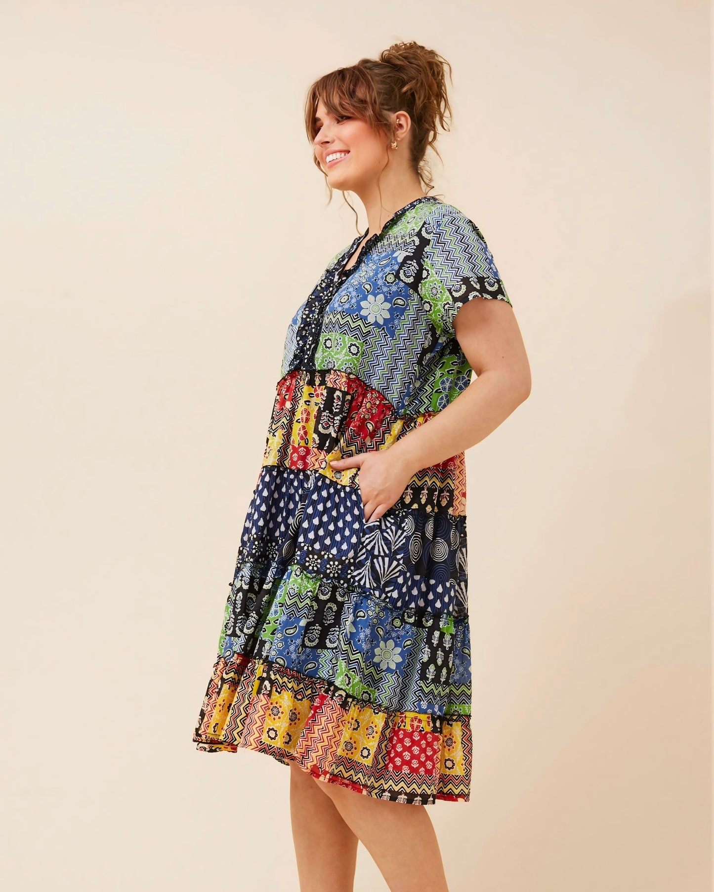Alana Patchwork Print Dress
