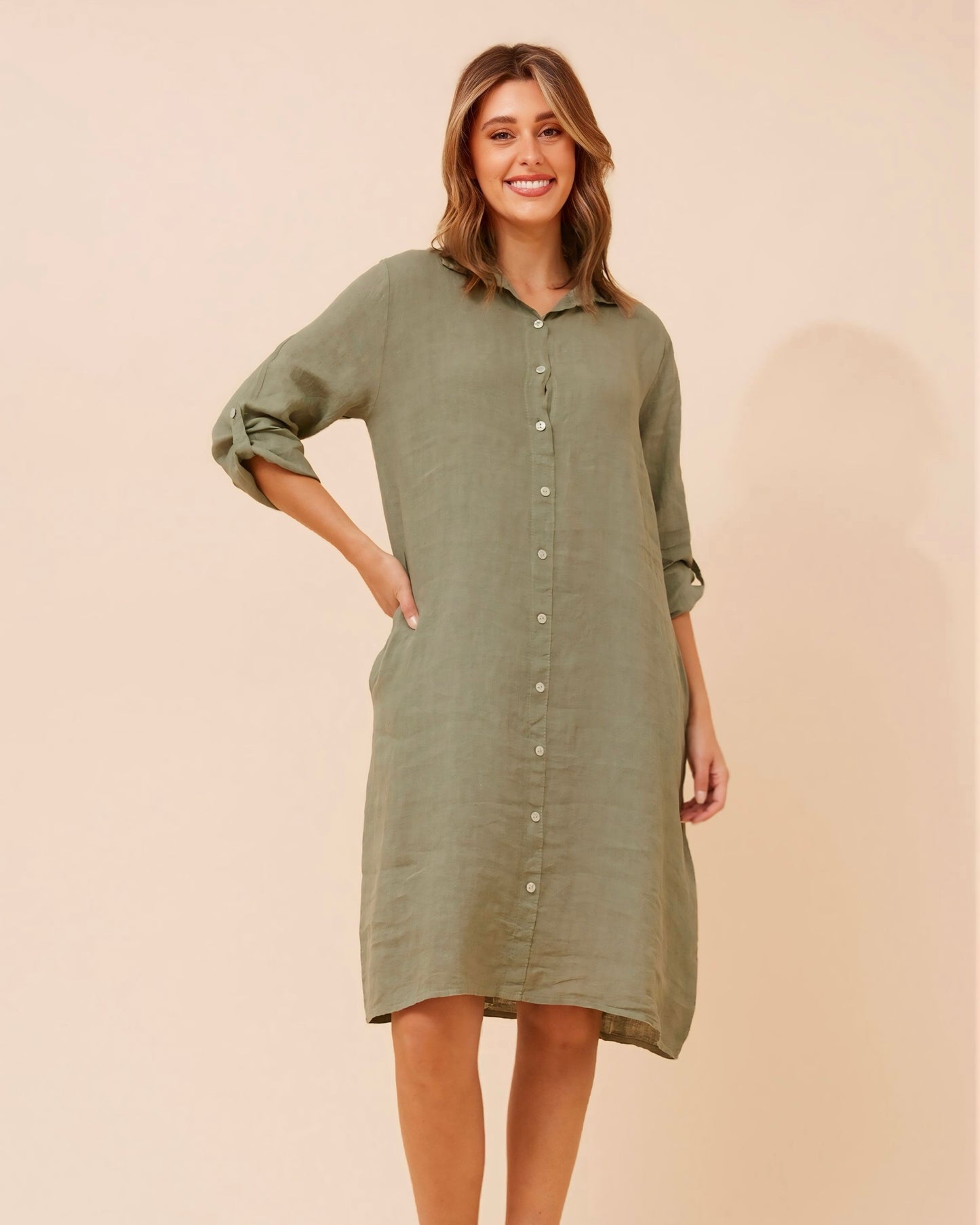 Regina Linen Shirt Dress