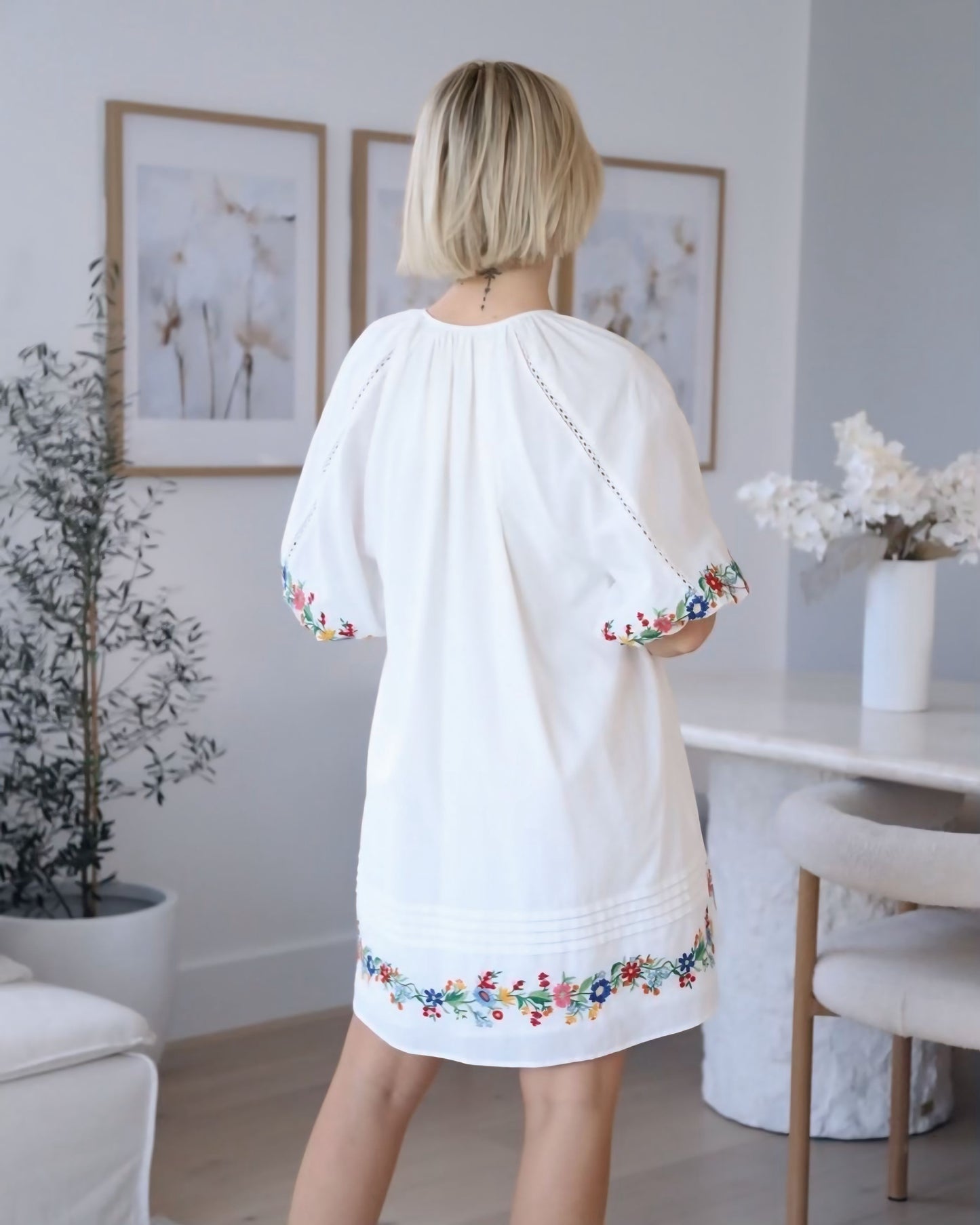 Angie Trim Embroidered Cotton Dress