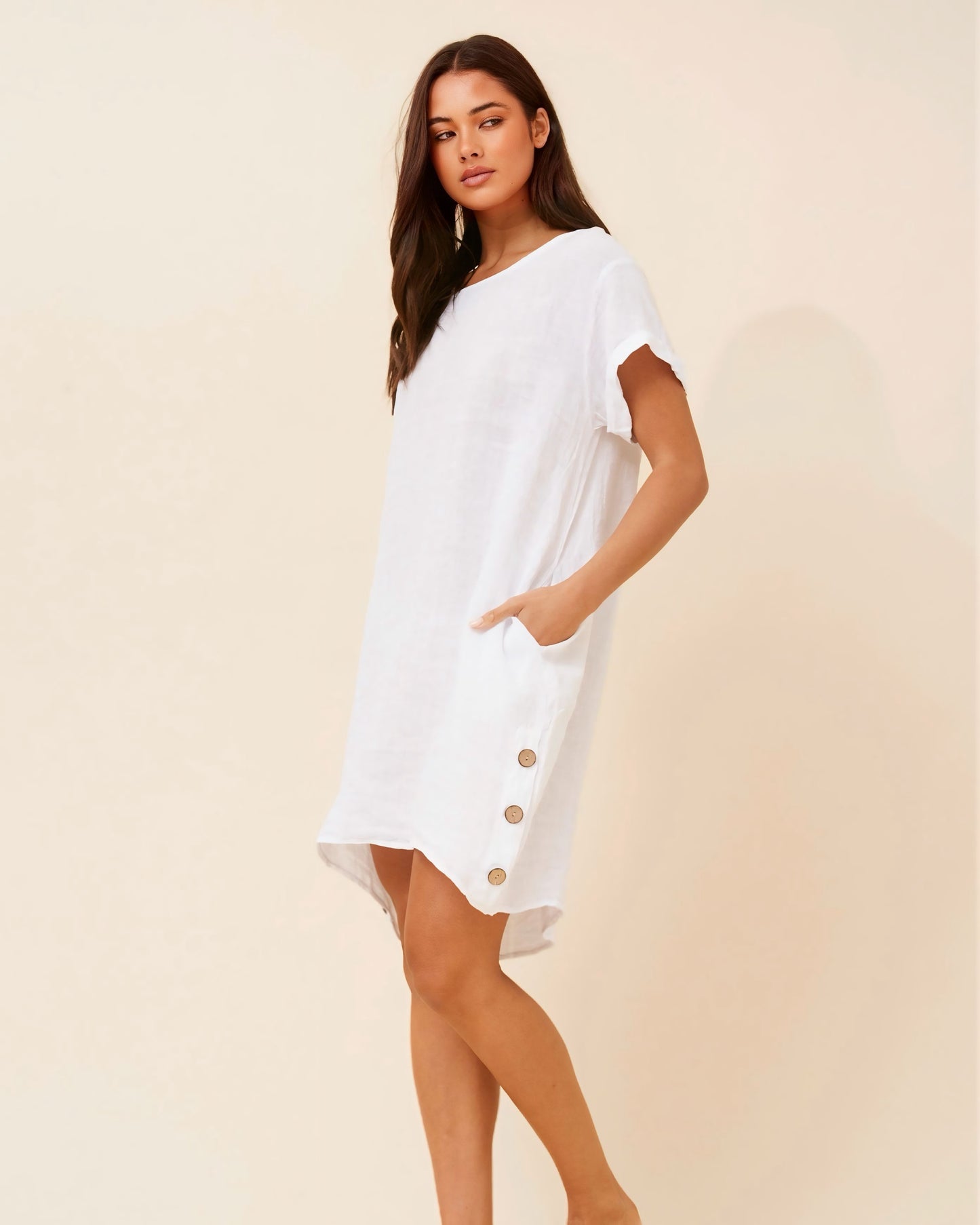 Stella Cap Sleeve Linen Dress