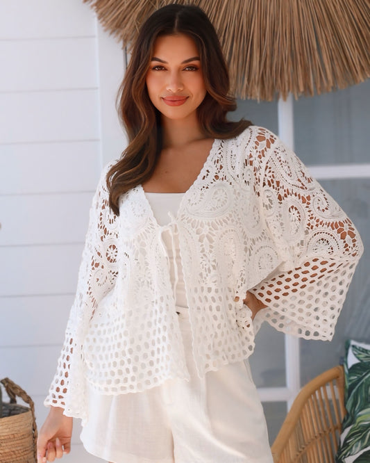 Bella Crochet Tye Front Cardigan