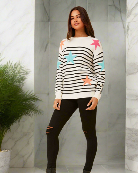 Scarlet Star Print Knit Sweater