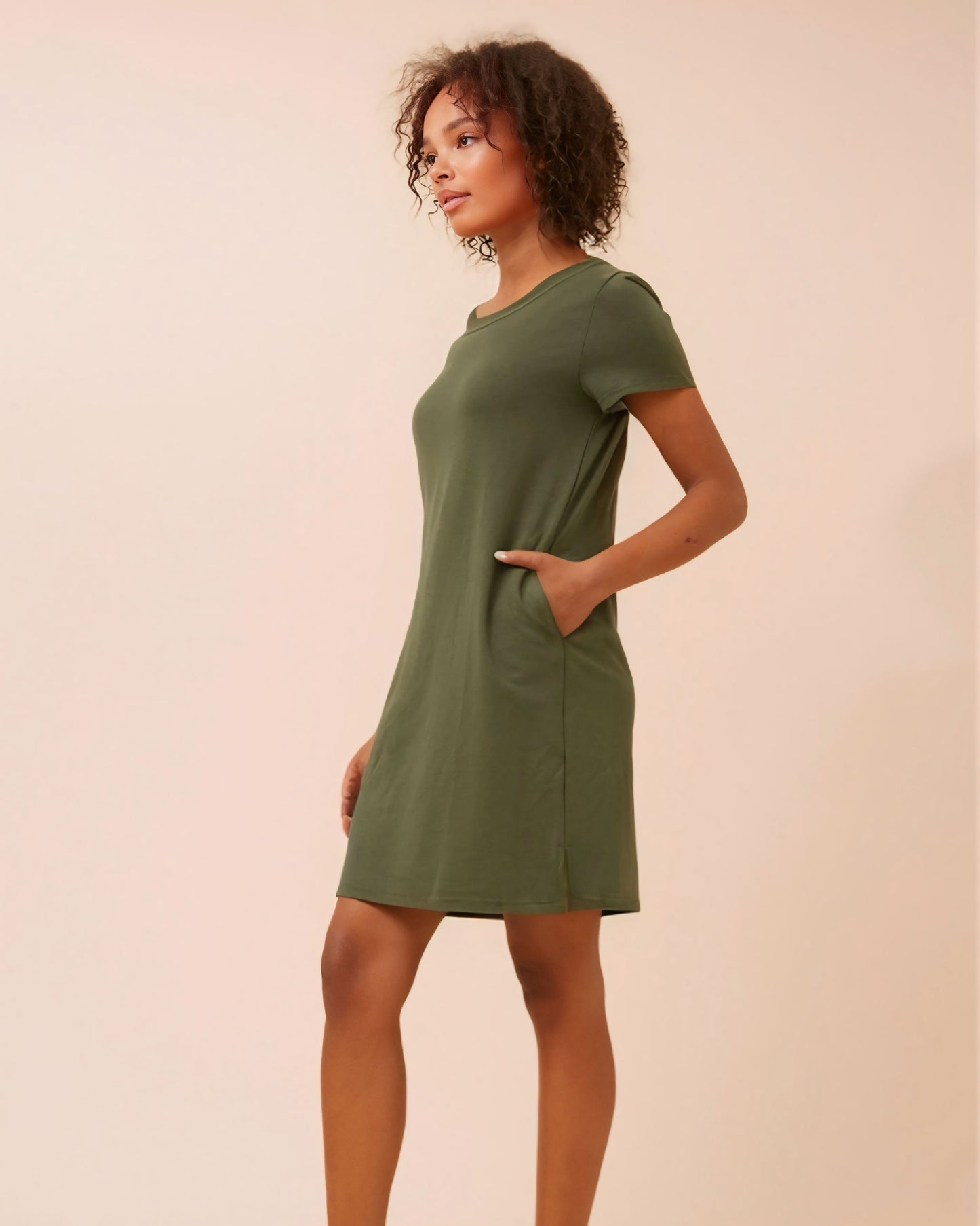 Chloe Khaki Side Pocket Dress