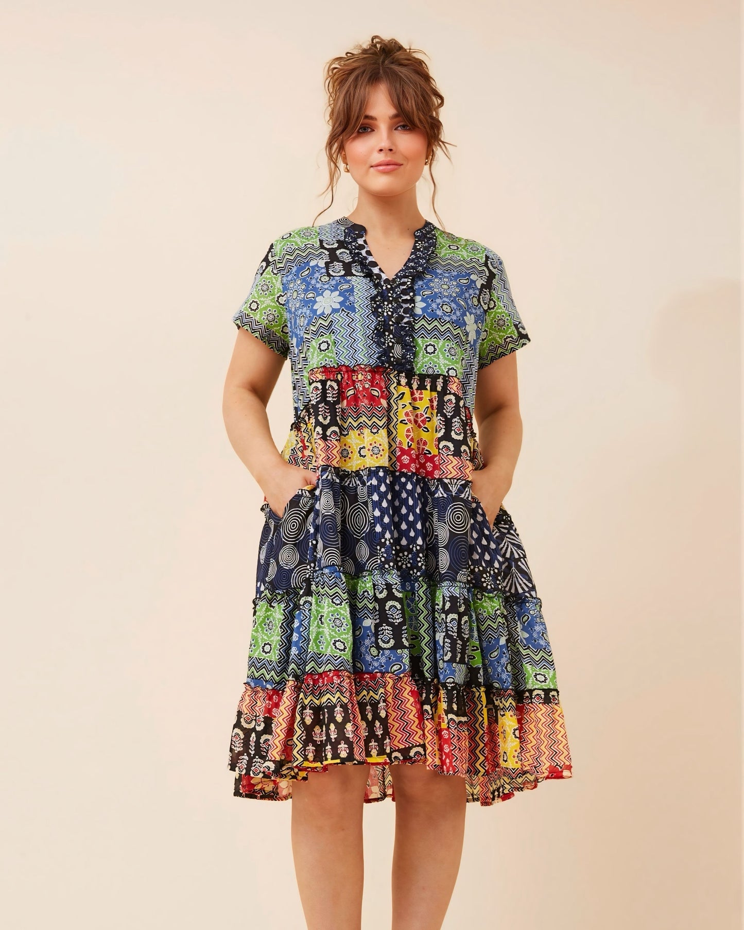 Alana Patchwork Print Dress