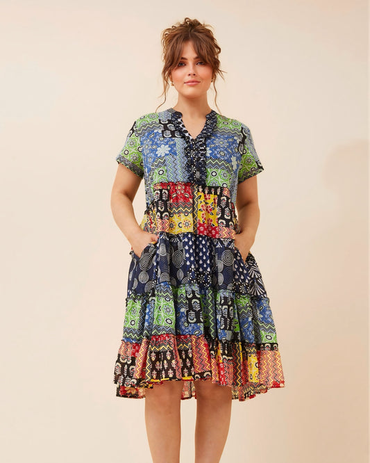 Alana Patchwork Print Dress