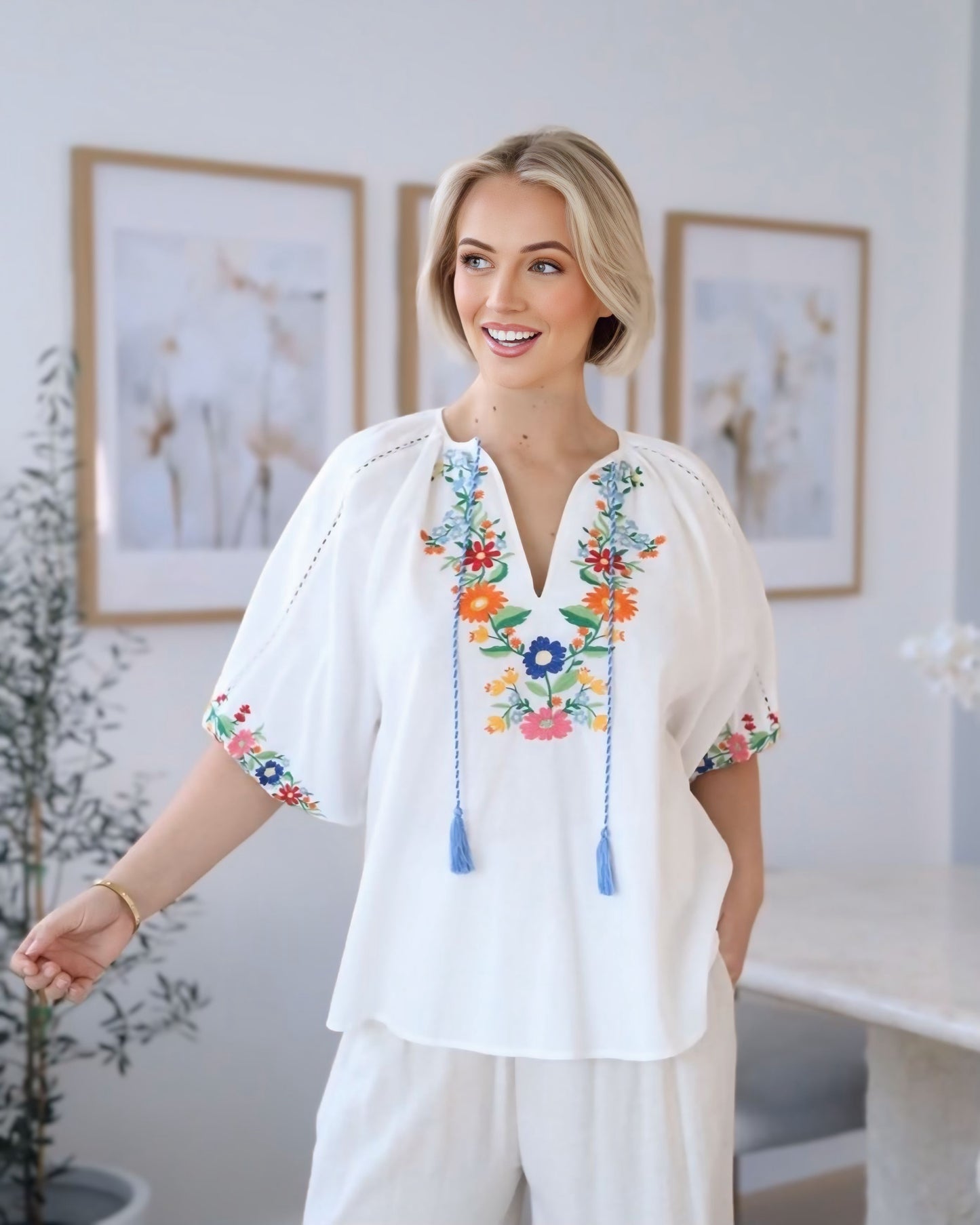 Amanda Trim Embroidered Cotton Top