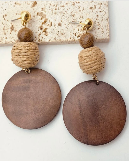 Rattan Woven Wooden Earrings