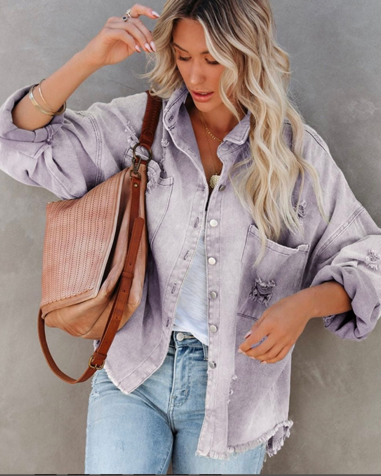 Relaxed Fit Denim Lilac Jacket