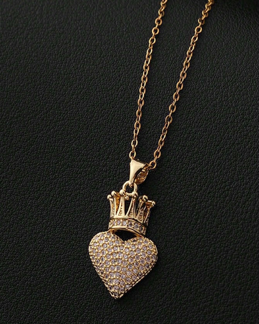 Crown Heart Long Necklace