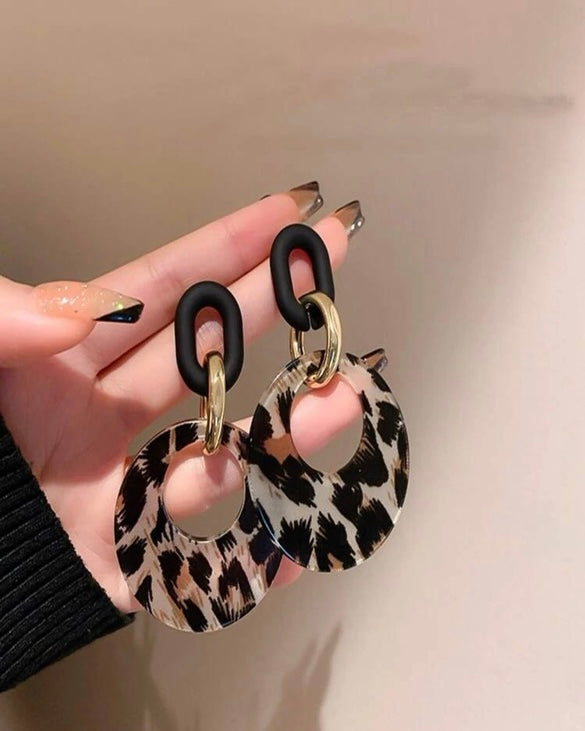 Leopard Round Earrings