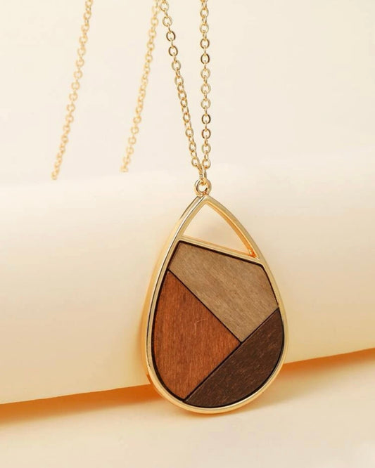 Oval Gold Pendant Long Necklace